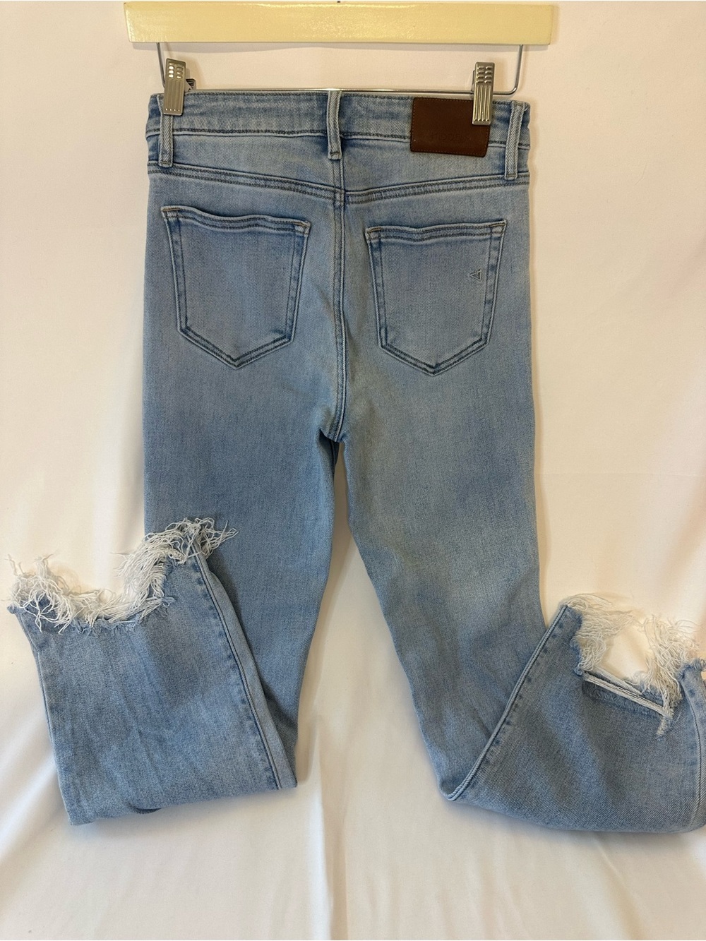 Hidden Light Blue Distressed Flare Jeans with Frayed Hem - Picture 2 of 7